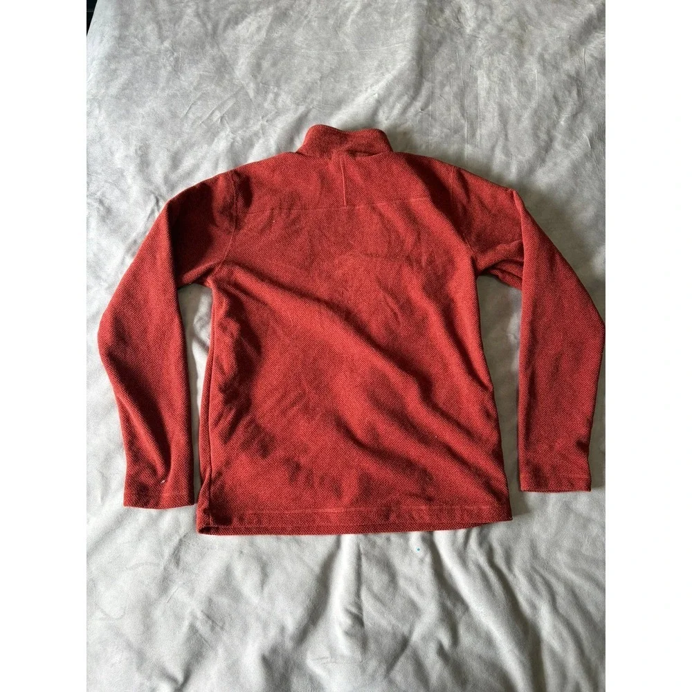 The North Face Mens Small Quarter Zip Fleece Pullover Burnt Orange Textured Knit